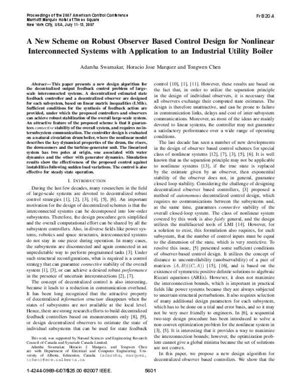 (PDF) A New Scheme on Robust Observer Based Control Design for ...