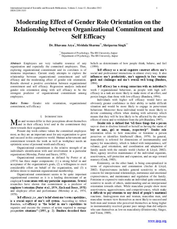 (PDF) Moderating Effect of Gender Role Orientation on the Relationship ...