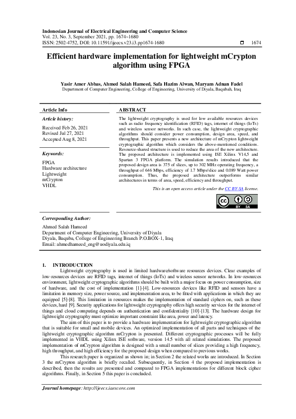 (PDF) Efficient hardware implementation for lightweight mCrypton ...