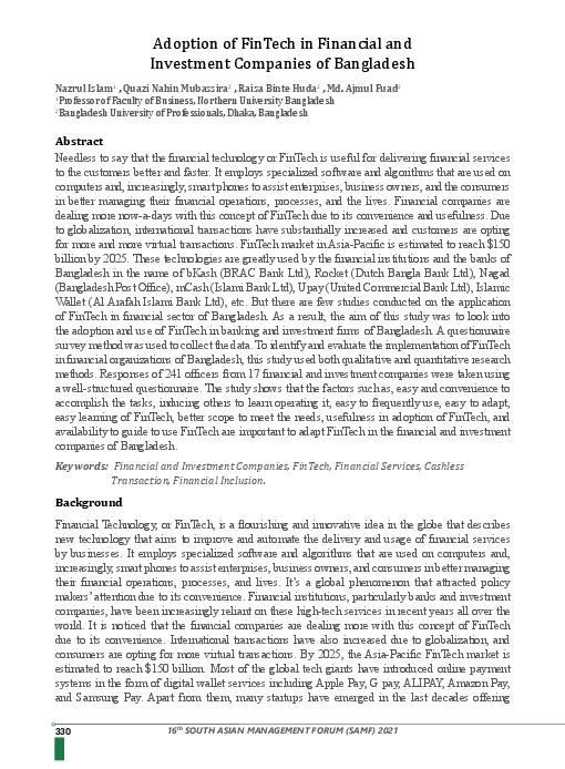 (PDF) Adoption of FinTech in Financial and Investment Companies of ...