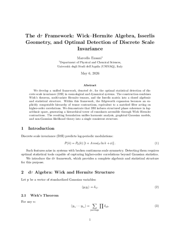 (PDF) The dτ Framework: Wick-Hermite Algebra, Isserlis Geometry, and ...