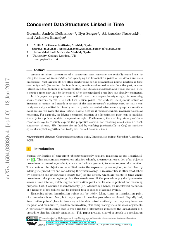 (PDF) Concurrent Data Structures Linked in Time