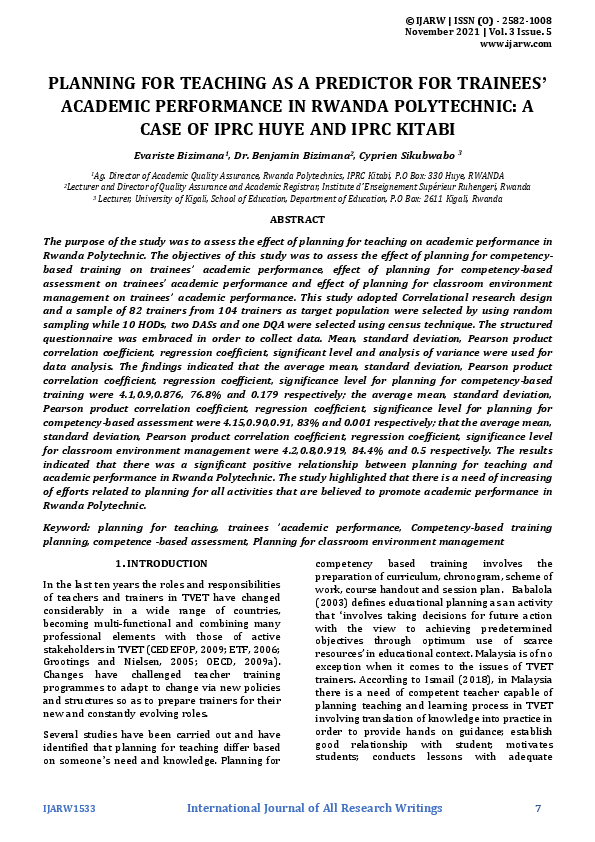 (PDF) Planning for Teaching as a Predictor for Trainees’ Academic ...