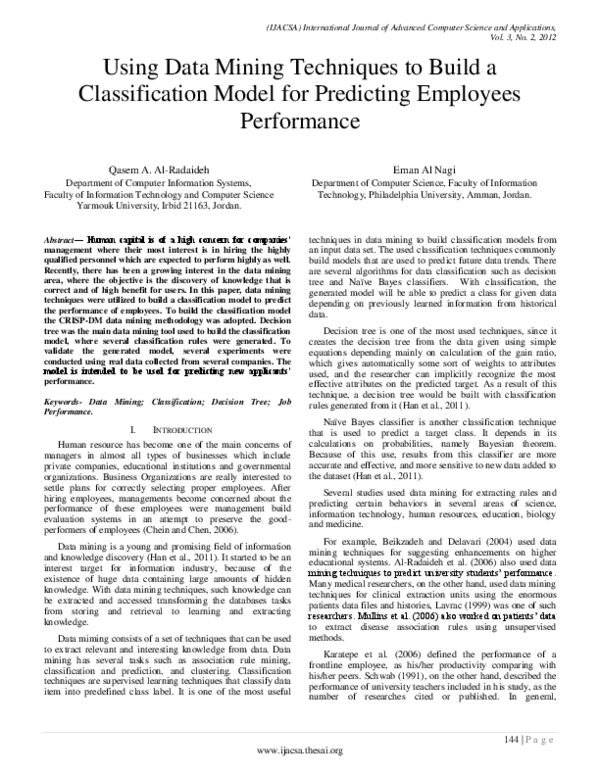 (PDF) Using Data Mining Techniques to Build a Classification Model for ...