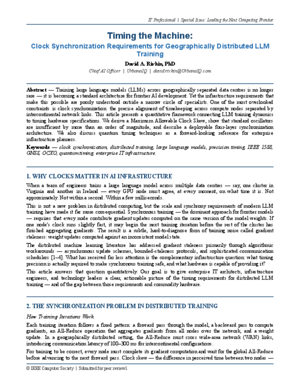(PDF) Timing the Machine: Clock Synchronization Requirements for ...