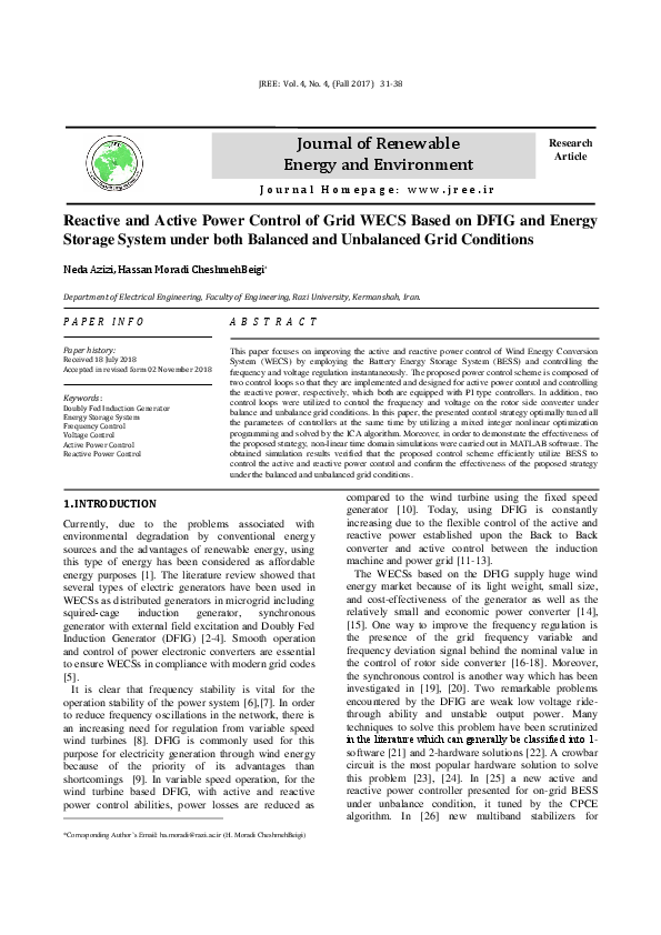 (PDF) Reactive and Active Power Control of Grid WECS Based on DFIG and ...