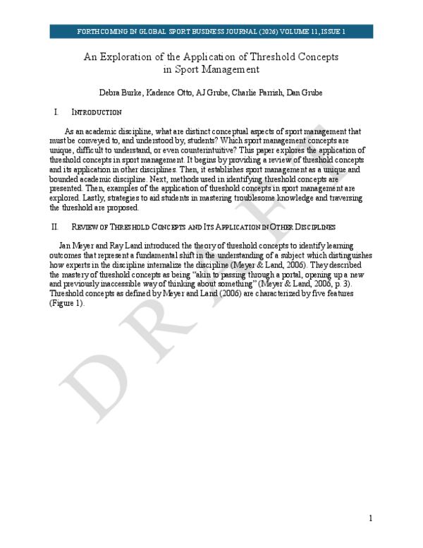 (PDF) An Exploration of the Application of Threshold Concepts in Sport ...