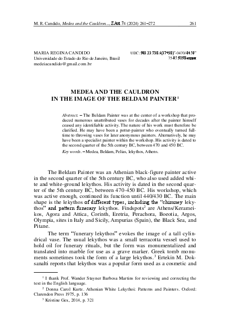 (PDF) MEDEA AND THE CAULDRON IN THE IMAGE OF THE BELDAM PAINTER 1