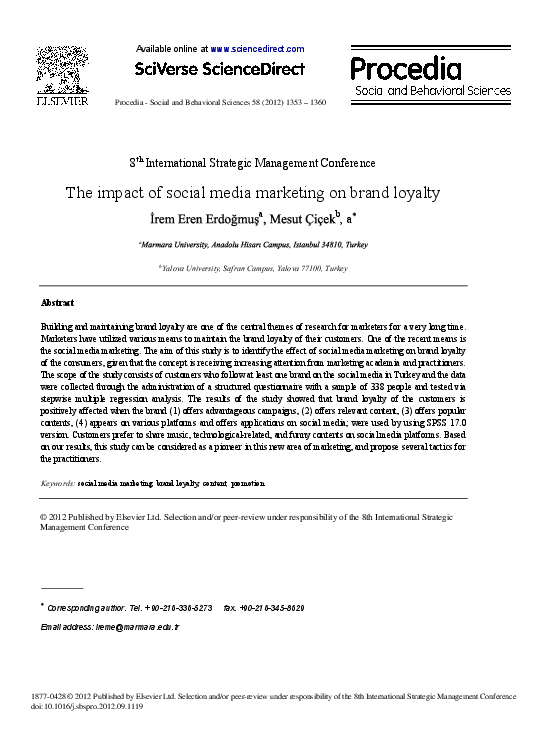 (PDF) The Impact of Social Media Marketing on Brand Loyalty