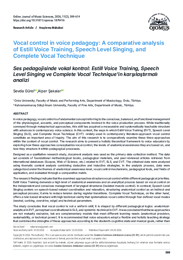 (PDF) Vocal control in voice pedagogy: A comparative analysis of Estill ...