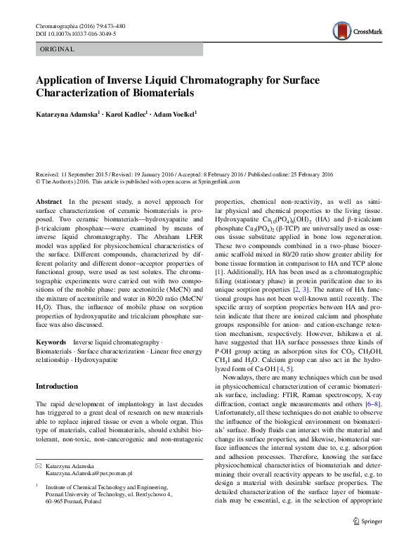 (PDF) Application of Inverse Liquid Chromatography for Surface ...