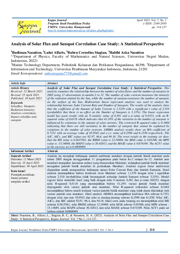 (PDF) Analysis of Solar Flux and Sunspot Correlation Case Study: A ...