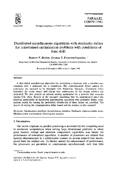 (PDF) Distributed asynchronous algorithms with stochastic delays for ...