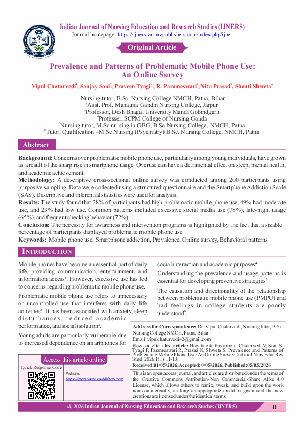 (PDF) Prevalence and Patterns of Problematic Mobile Phone Use: An ...