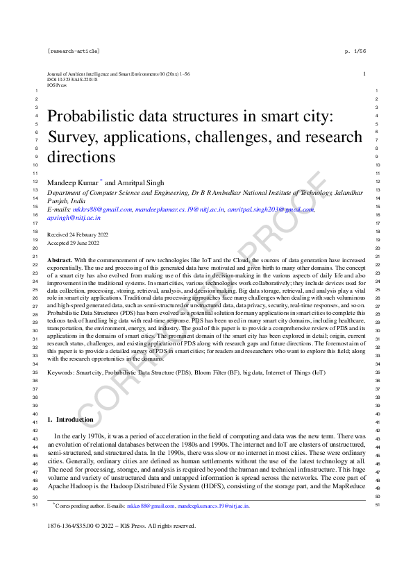 (PDF) Probabilistic data structures in smart city: Survey, applications ...