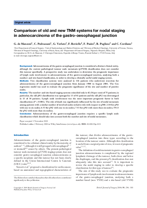 (PDF) Comparison of old and new TNM systems for nodal staging in ...
