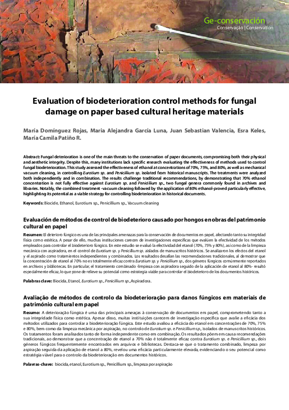 (PDF) Evaluation of biodeterioration control methods for fungal damage ...