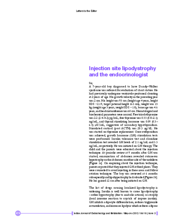(PDF) Injection site lipodystrophy and the endocrinologist