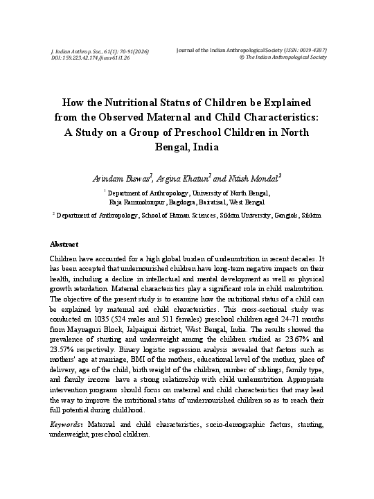 (PDF) How the Nutritional Status of Children be Explained from the ...
