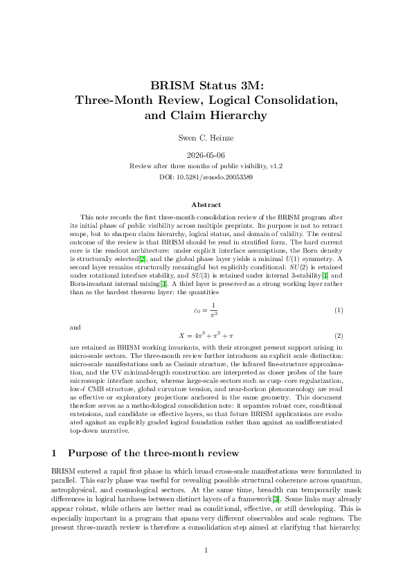 (PDF) BRISM Status 3M: Three-Month Review, Logical Consolidation, and ...