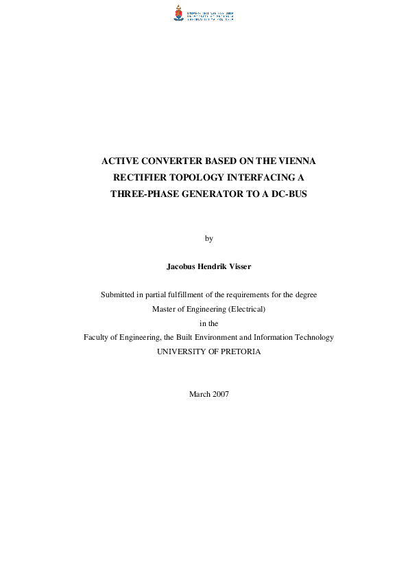 (PDF) Active converter based on the VIENNA rectifier topology ...