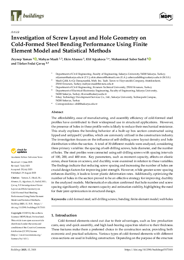 (PDF) Investigation of Screw Layout and Hole Geometry on Cold-Formed ...