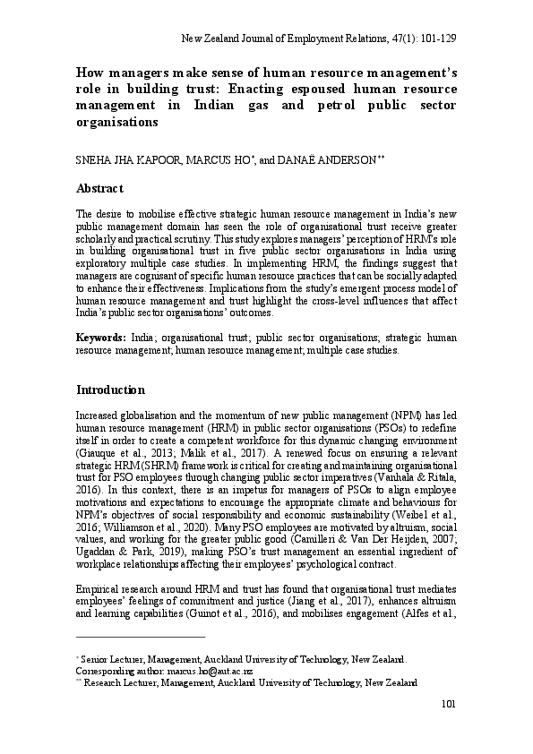 (PDF) How Managers Make Sense of Human Resource Management’s Role in ...