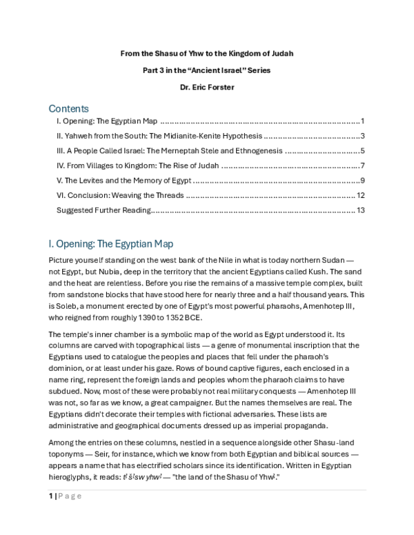(PDF) From the Shasu of Yhw to the Kingdom of Judah Part 3 in the ...