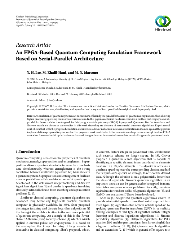 (PDF) An FPGA-Based Quantum Computing Emulation Framework Based on ...