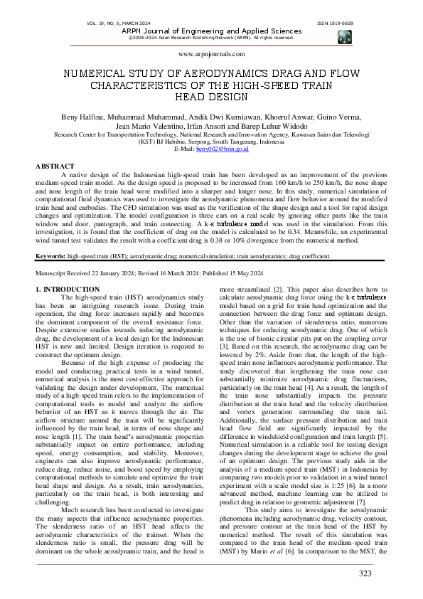 (PDF) NUMERICAL STUDY OF AERODYNAMICS DRAG AND FLOW CHARACTERISTICS OF ...