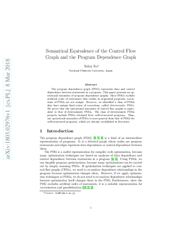 (PDF) Semantical Equivalence of the Control Flow Graph and the Program ...