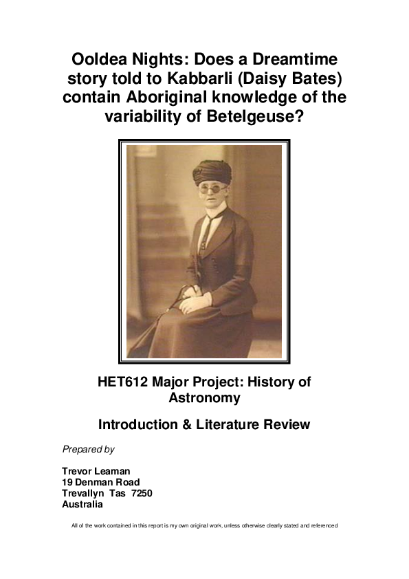 (PDF) Ooldea Nights: Does a Dreamtime Story Told to Kabbarli (Daisy ...