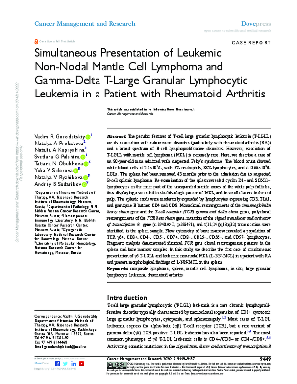 (PDF) Simultaneous Presentation of Leukemic Non-Nodal Mantle Cell ...