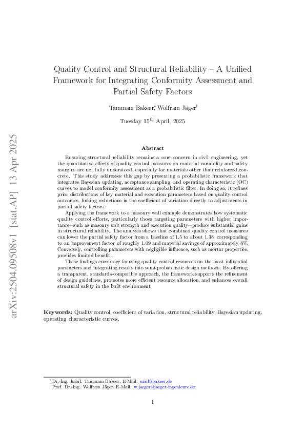 (PDF) Quality Control and Structural Reliability -A Unified Framework ...