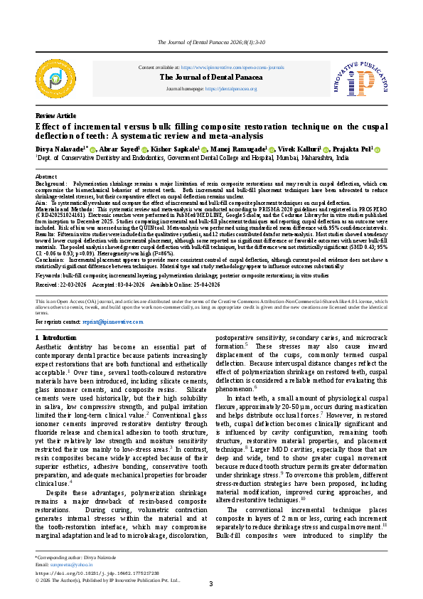 (PDF) Effect of incremental versus bulk filling composite restoration ...