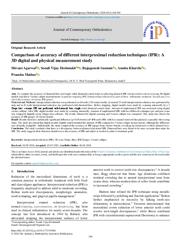 (PDF) Comparison of accuracy of different interproximal reduction ...