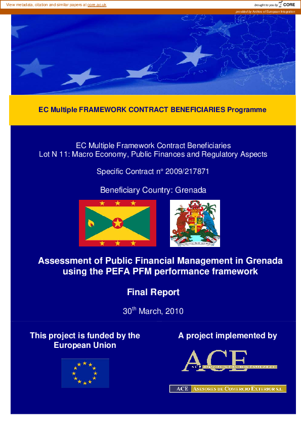 (PDF) Assessment of Public Financial Management in Grenada using the ...
