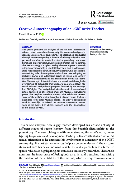 (PDF) Creative Autoethnography of an LGBT Artist Teacher