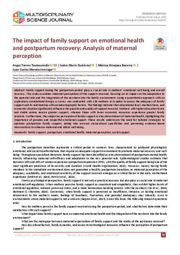 (PDF) The impact of family support on emotional health and postpartum ...