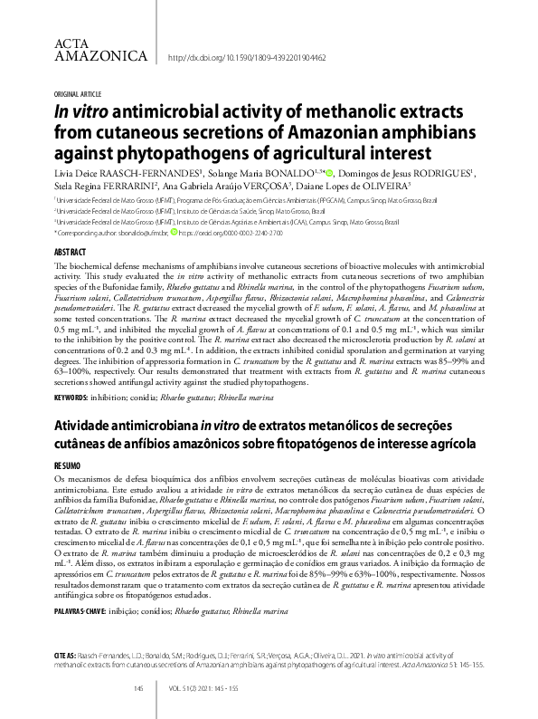 (PDF) In vitro antimicrobial activity of methanolic extracts from ...