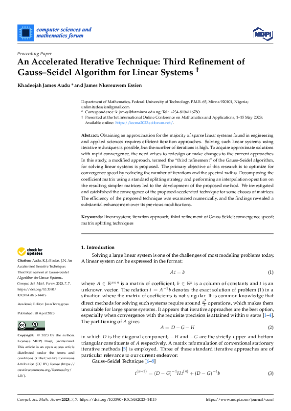(PDF) An Accelerated Iterative Technique: Third Refinement of Gauss ...