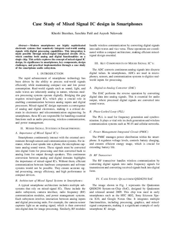 (PDF) Case Study of Mixed Signal IC design in Smartphones