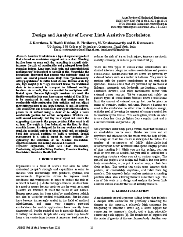 (PDF) Design and Analysis of Lower Limb Assistive Exoskeleton