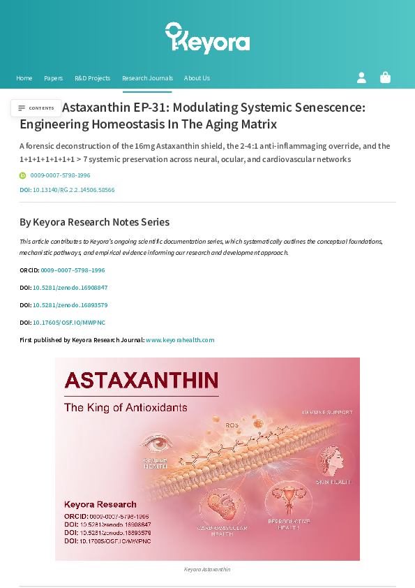 (PDF) Keyora Astaxanthin EP-31: Engineering Homeostasis in the Aging ...