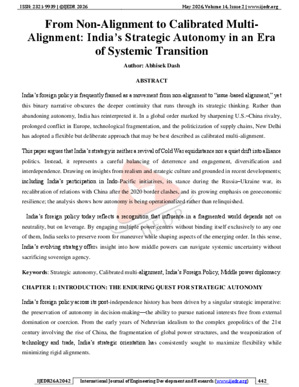 (PDF) From Non-Alignment to Calibrated Multi-Alignment: India's ...