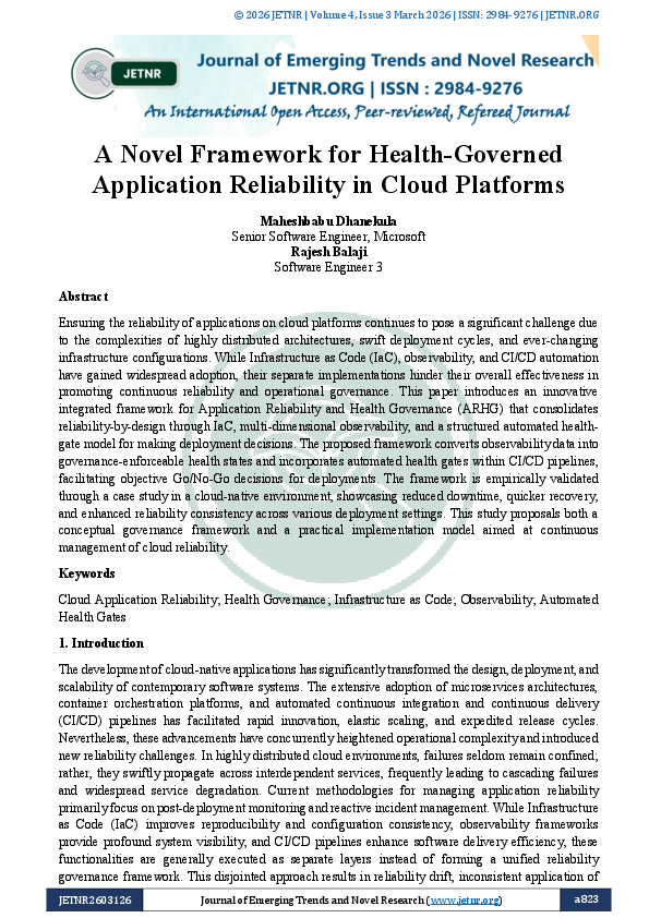 (PDF) A Novel Framework for Health-Governed Application Reliability in ...