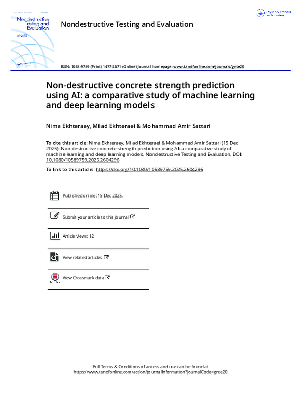 (PDF) Non-destructive concrete strength prediction using AI: a ...
