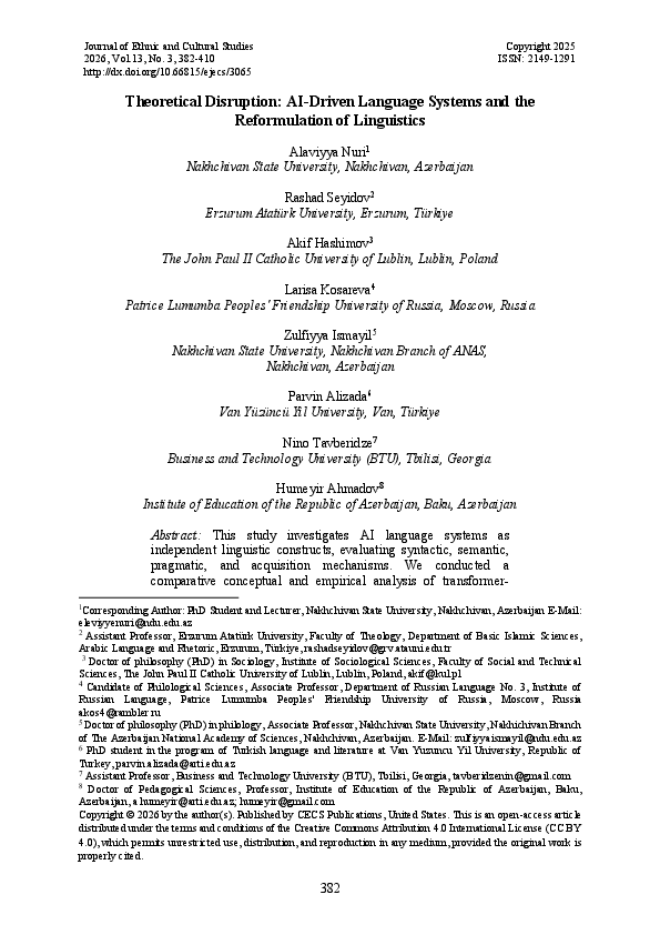 (PDF) Theoretical Disruption: AI-Driven Language Systems and the ...