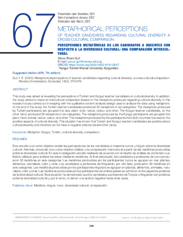 (PDF) Metaphorical Perceptions of Teacher Candidates Regarding Cultural ...