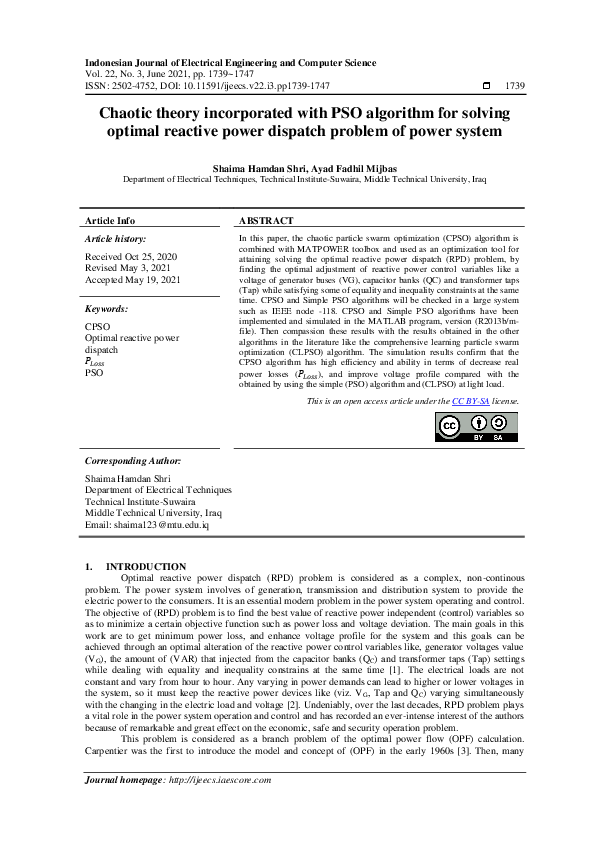 (PDF) Chaotic theory incorporated with PSO algorithm for solving ...